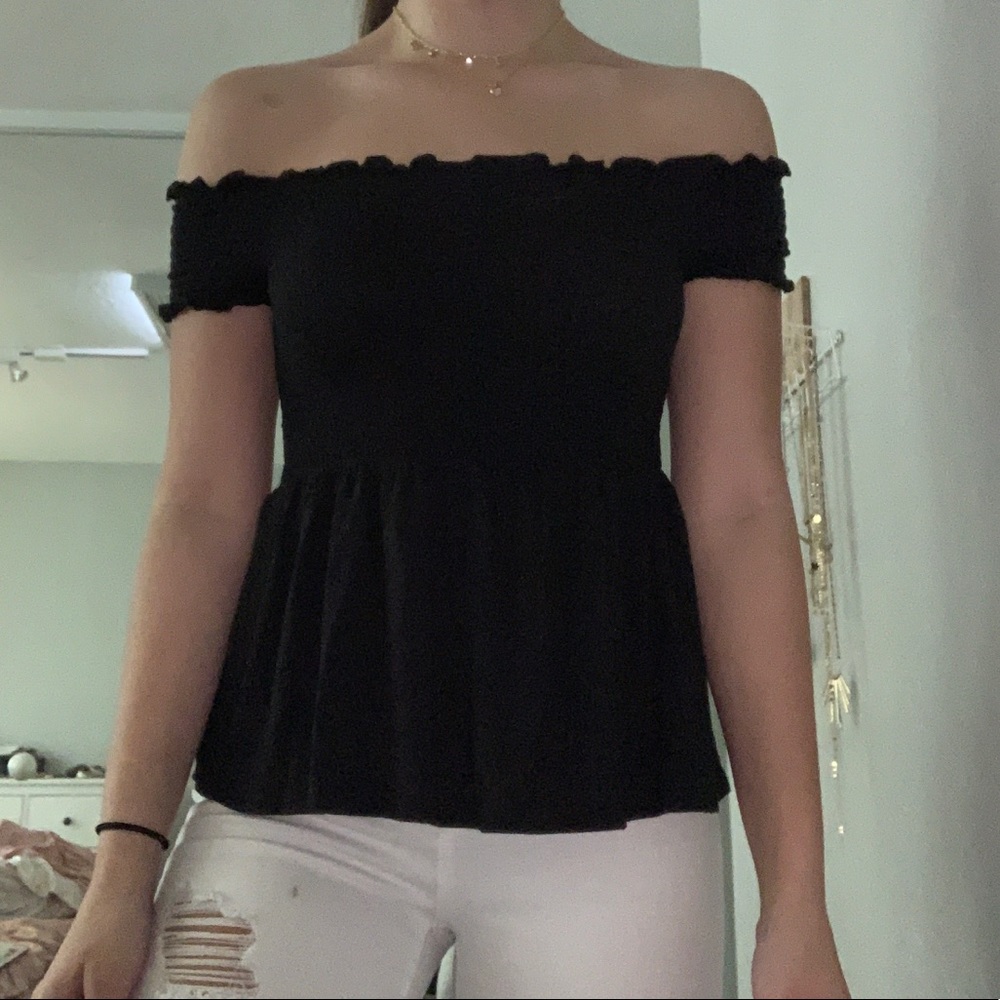 Black off the shoulder top